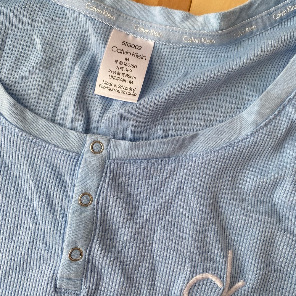 Calvin Klein Sky Blue Buttoned Top
